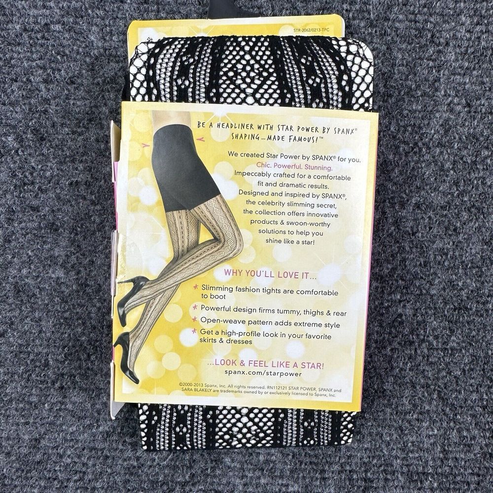 Spanx‎ Star Power Center Stage Size B Shaping Tights Double Diamond Stripe Black - Picture 2 of 4